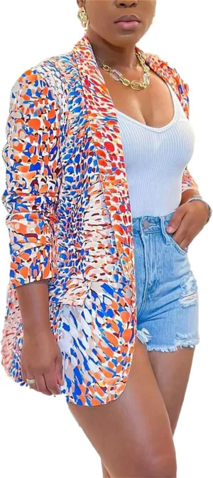 NRTHYE Womens Casual Blazer Jacket Multicolor Long Sleeve Open Front Work Office Blazer Jacket