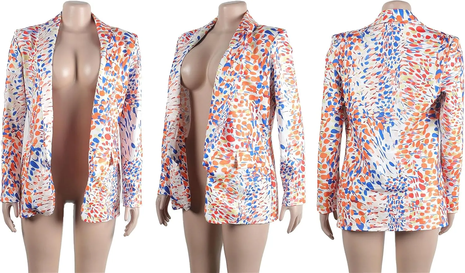 NRTHYE Womens Casual Blazer Jacket Multicolor Long Sleeve Open Front Work Office Blazer Jacket