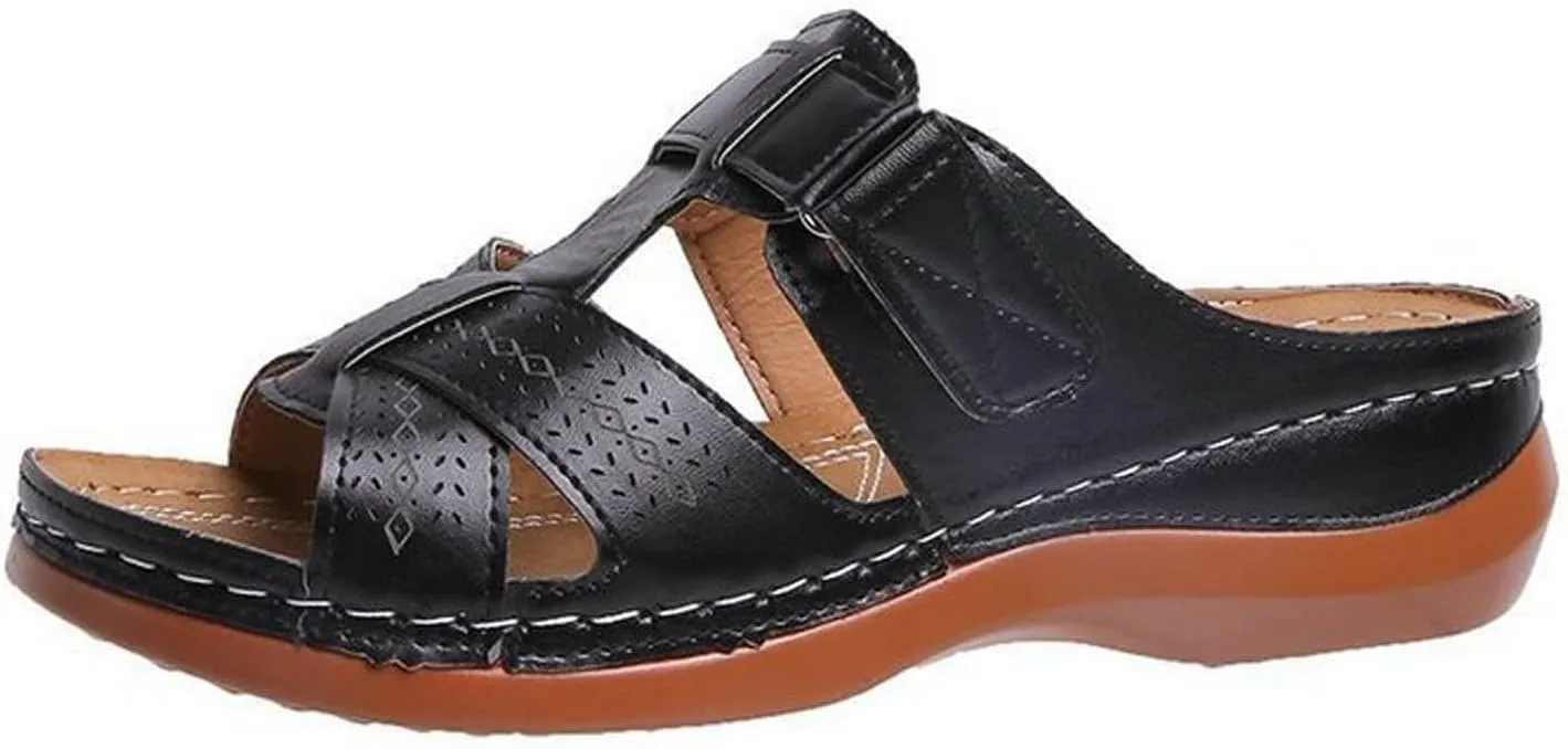 Orthopedic Sandals with Arch Support for Women Wedge Sandals Comfortable Walking Cushion Footbed Platform Dressy Summer Slip on Casual Shoes