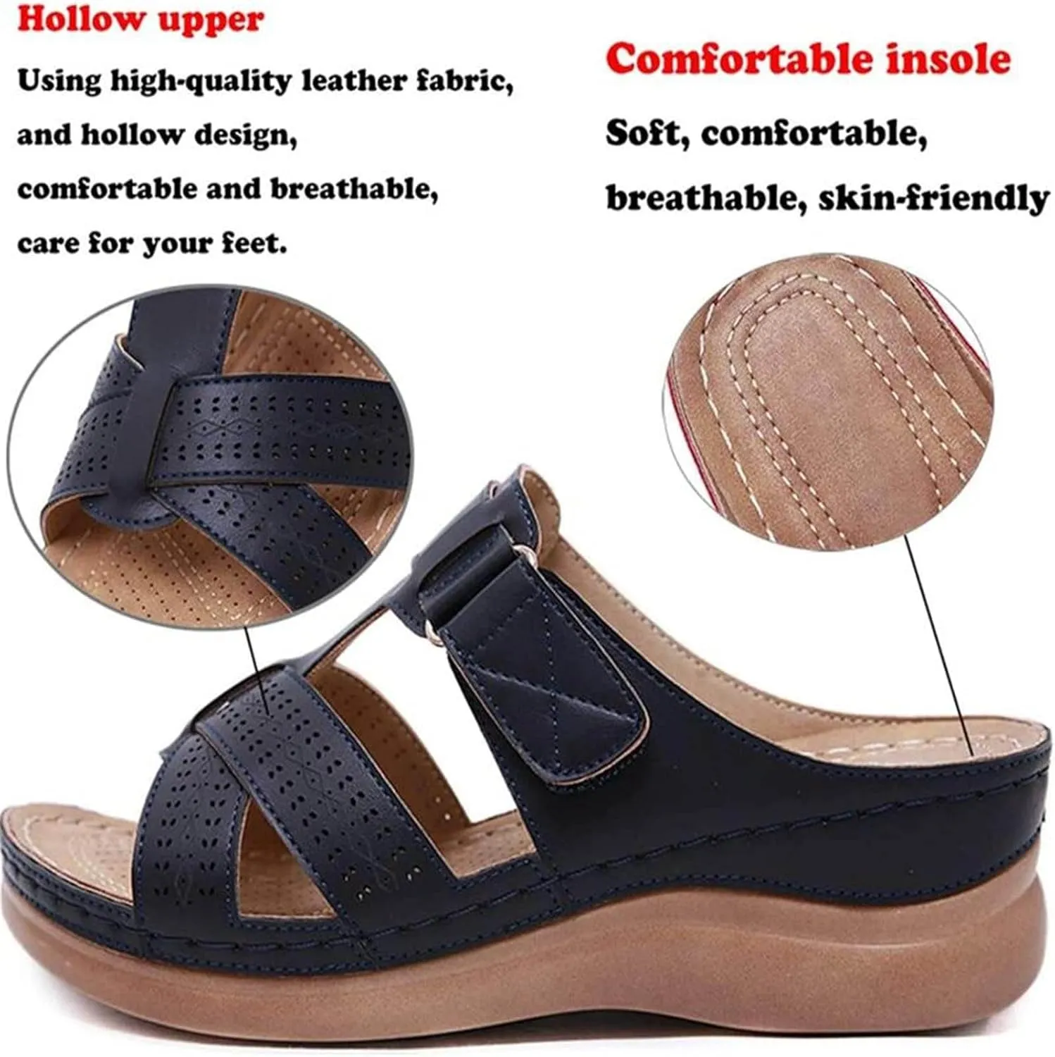 Orthopedic Sandals with Arch Support for Women Wedge Sandals Comfortable Walking Cushion Footbed Platform Dressy Summer Slip on Casual Shoes