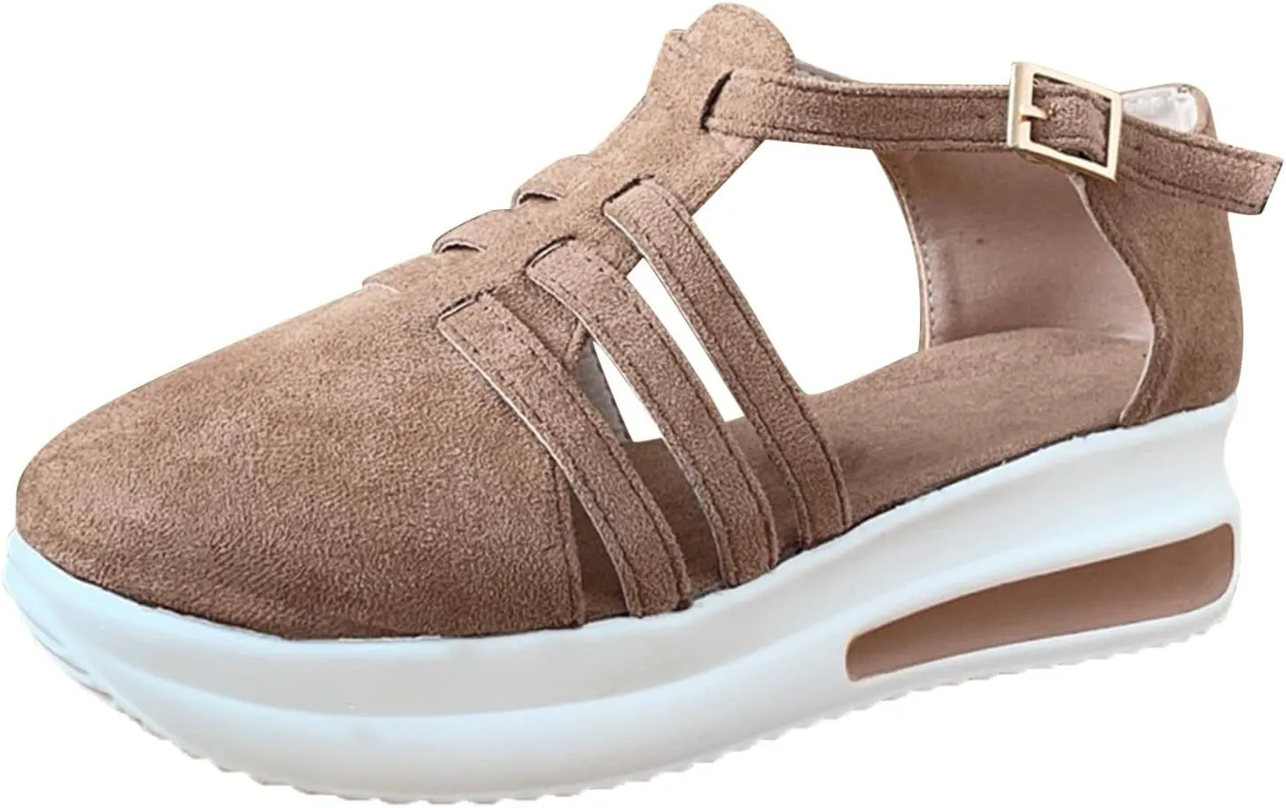 Orthopedic Wedge Sandals for Women Summer Dressy Closed Toe Ankle Strap Platform Sneakers Cutout Low Wedges Slip on Sandals Comfortable Outdoor Shoes 
