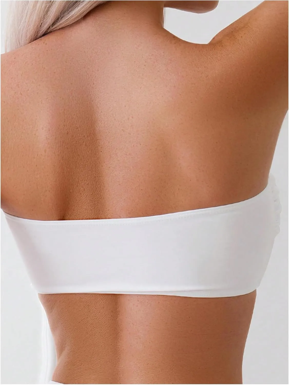 OYOANGLE Women's Floral Appliques Bikini Bandeau Tops Strapless Ruched Tube Top Swimwear