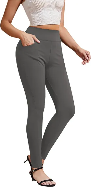 Pants for Women, Comfort Stretch Skinny Slim Dress Pants, Skinny High Waist Pull on Pants with Pockets