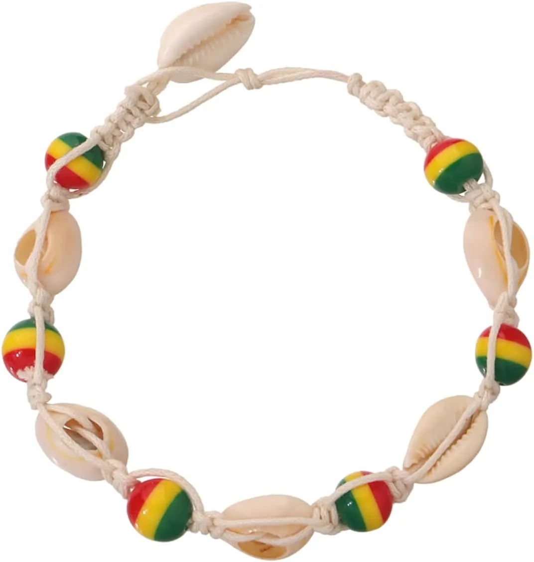 PartyKindom Beaded Anklet Shell Chain Knitted Fashion Jewelry Wood Beads Anklet for Women Beach Party