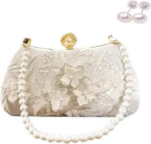 Pearl Embroidery Bag Formal Clutch Purses for Women Evening Vintage Chinese Purse Evening Bags and Clutches