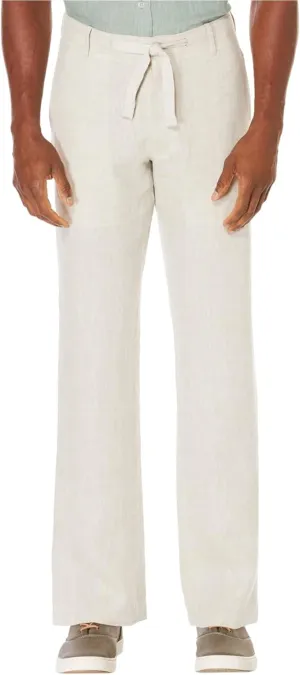 Perry Ellis Men's 100% Linen Drawstring Pants, Lightweight Breathable Fabric, Flat Front, Quarter Top Pockets, Regular Fit