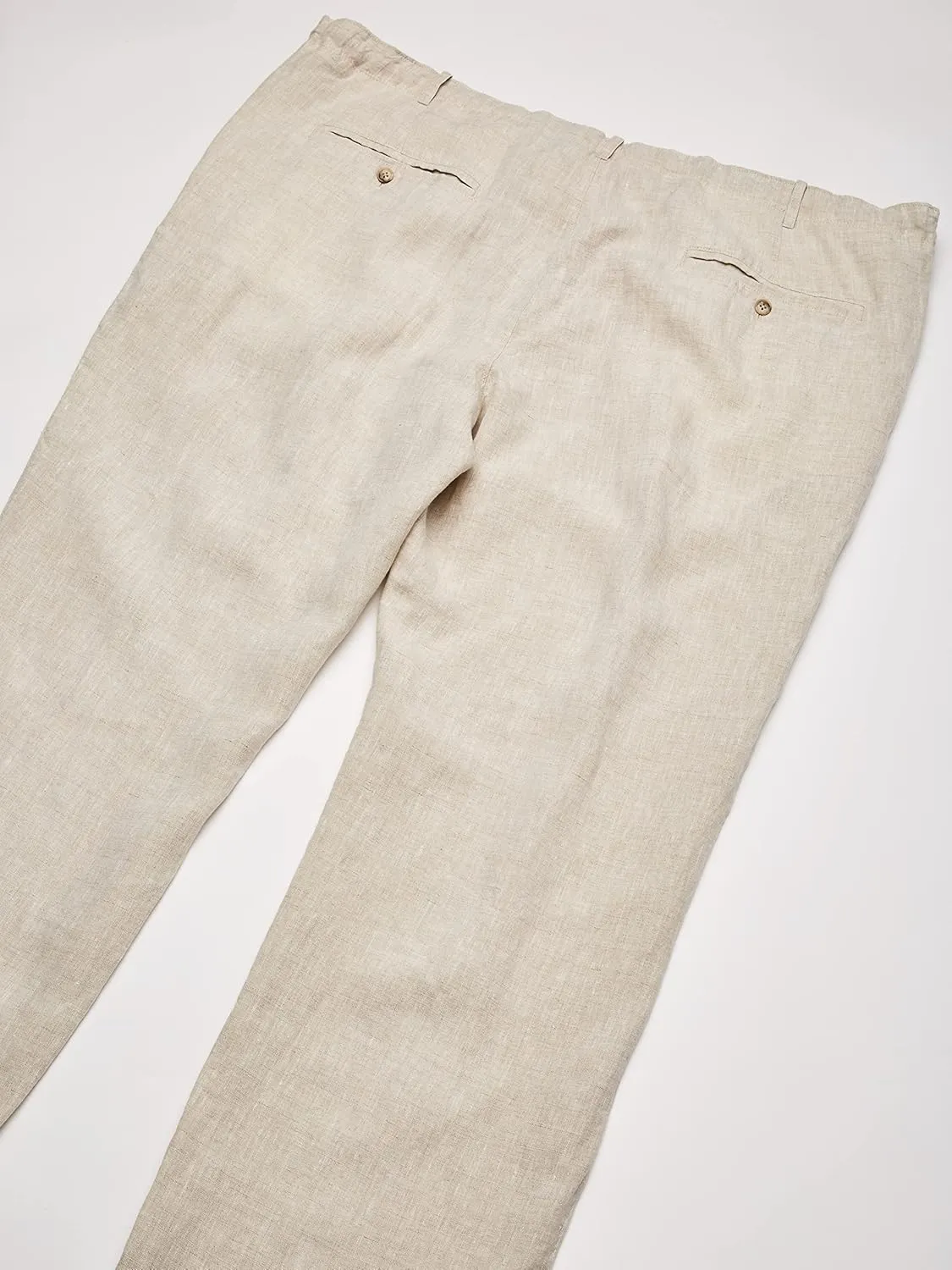 Perry Ellis Men's 100% Linen Drawstring Pants, Lightweight Breathable Fabric, Flat Front, Quarter Top Pockets, Regular Fit