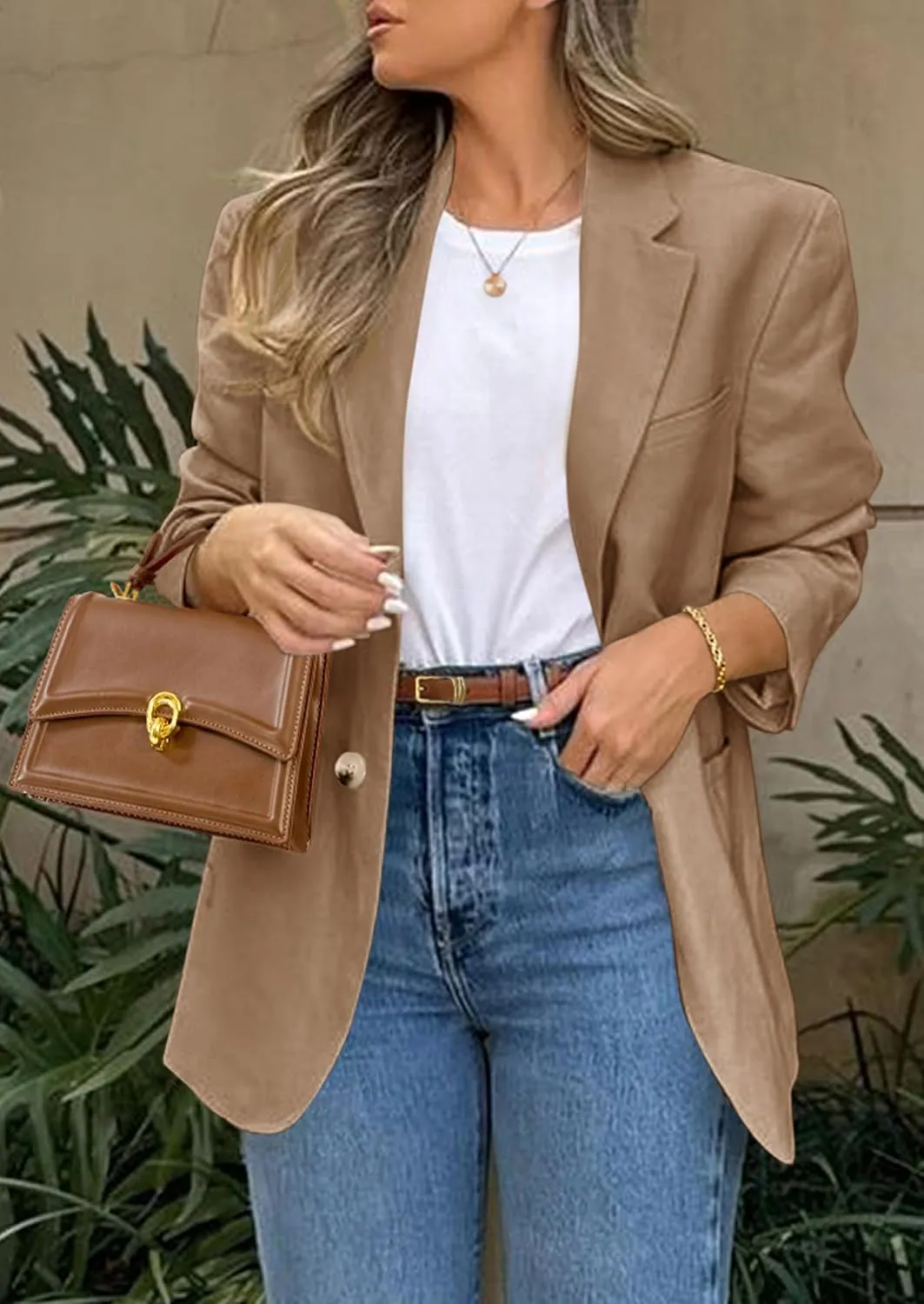 PRETTYGARDEN 2025 Blazers for Women Business Casual Long Sleeve Lapel Open Front Suit Jacket Work Blazer with Pockets