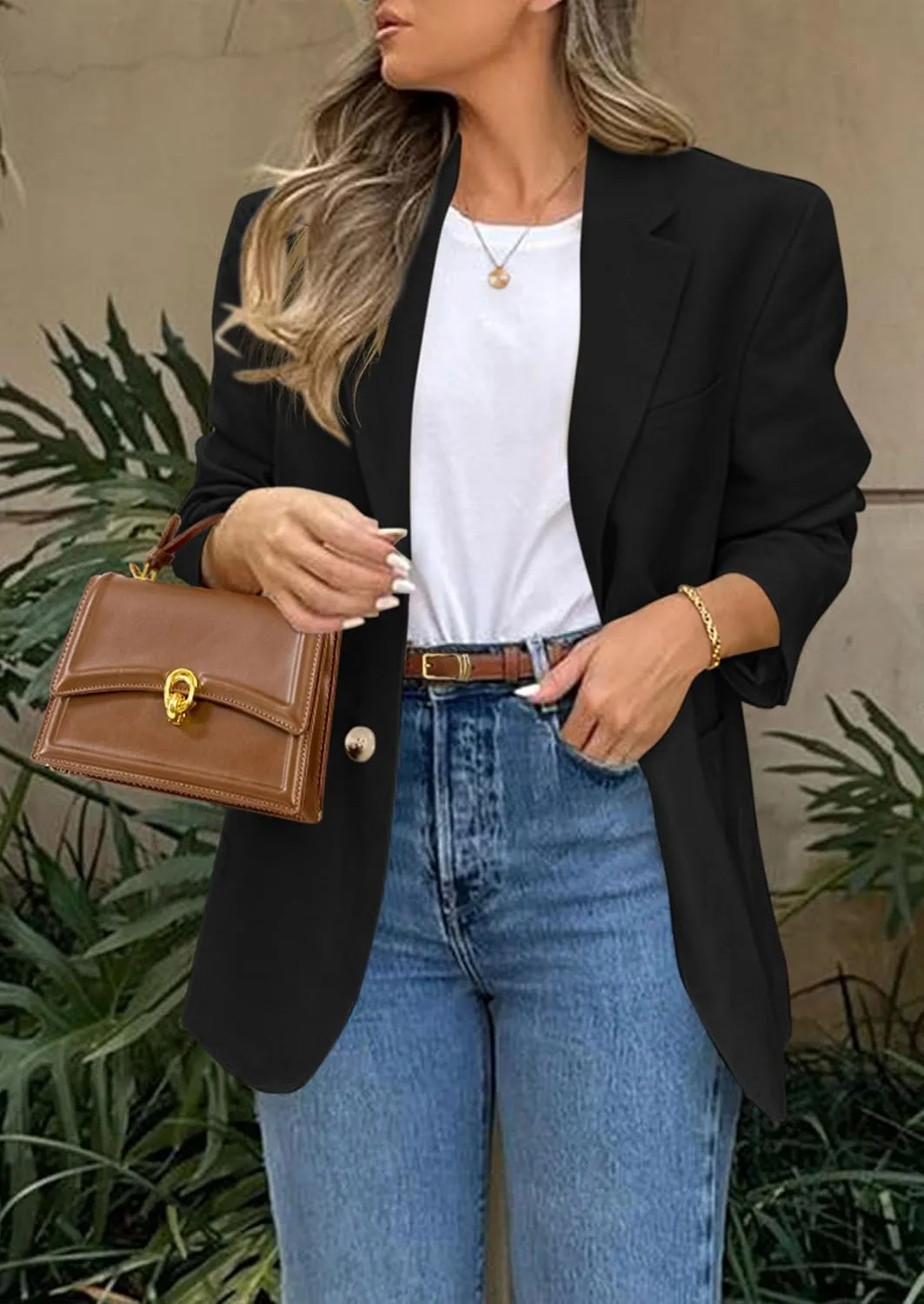 PRETTYGARDEN 2025 Blazers for Women Business Casual Long Sleeve Lapel Open Front Suit Jacket Work Blazer with Pockets