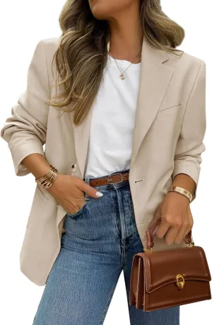 PRETTYGARDEN 2025 Blazers for Women Business Casual Long Sleeve Lapel Open Front Suit Jacket Work Blazer with Pockets