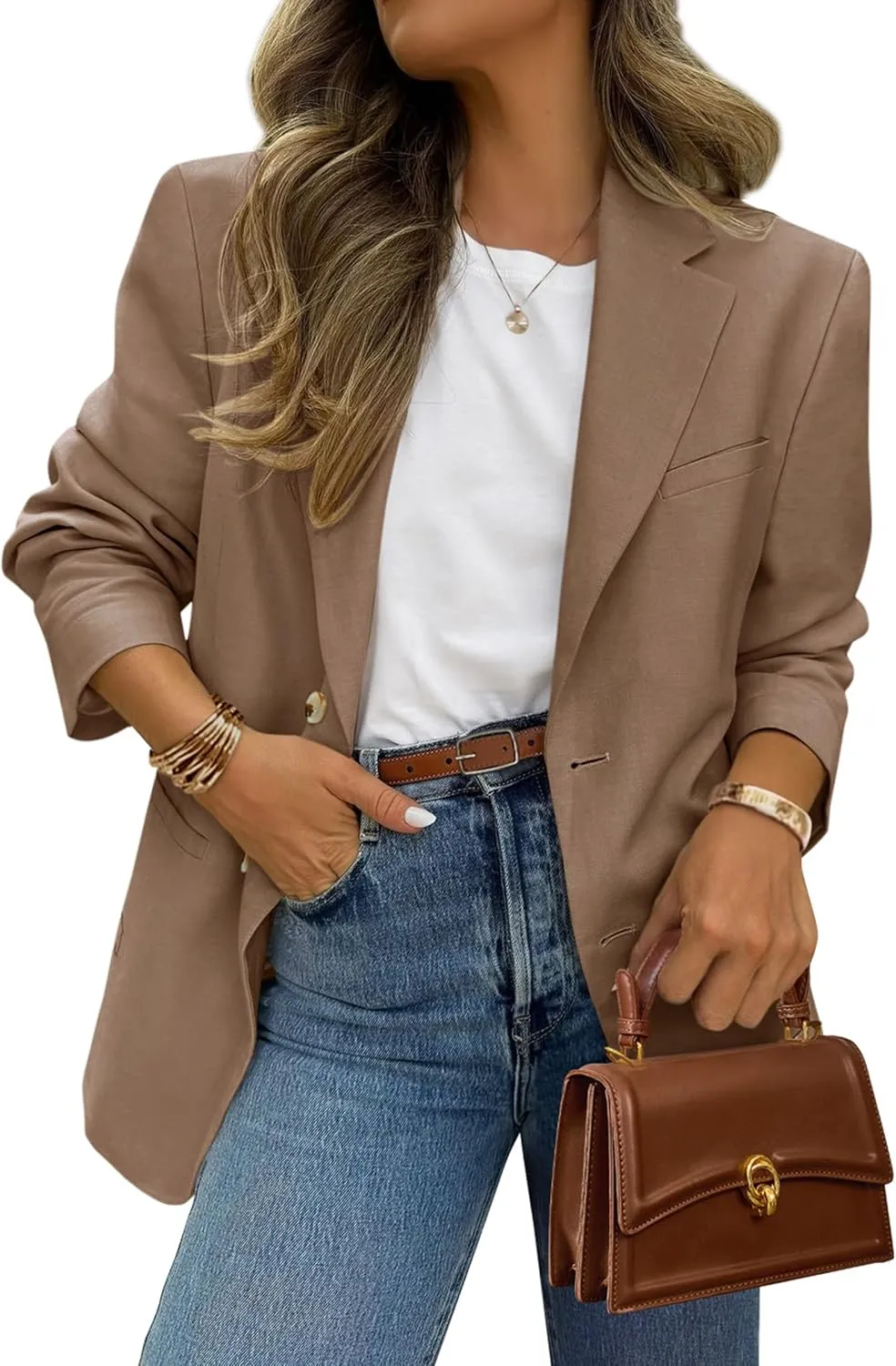 PRETTYGARDEN 2025 Blazers for Women Business Casual Long Sleeve Lapel Open Front Suit Jacket Work Blazer with Pockets