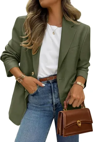 PRETTYGARDEN 2025 Blazers for Women Business Casual Long Sleeve Lapel Open Front Suit Jacket Work Blazer with Pockets