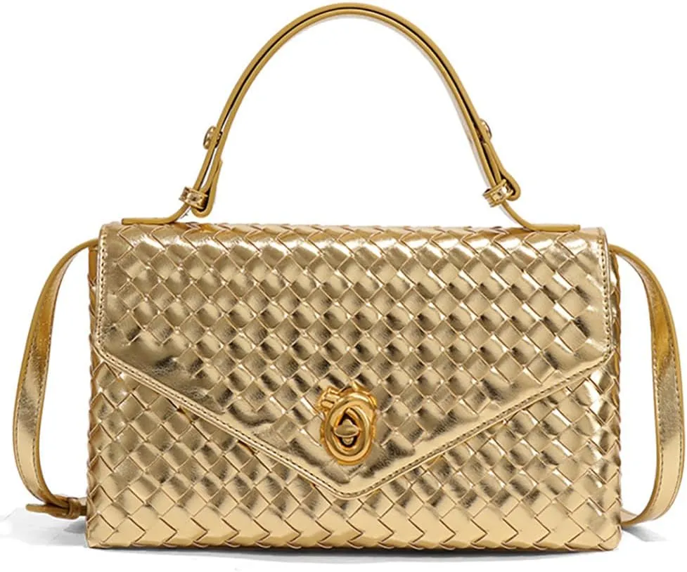 PU Leather Woven Crossbody Purses Women Crescent Hobo Bags Satchel Shoulder Bag Knotlock Messenger Envelope Handbag 2025