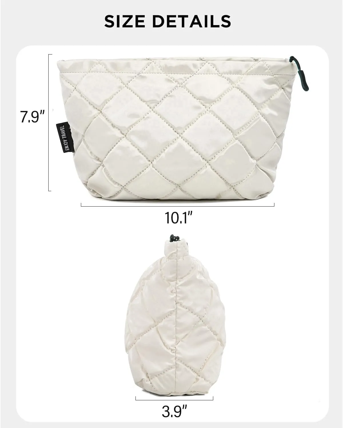 Puffer Makeup Bags for Women,Quilted Makeup Bag Cosmetic Bag, Travel Toiletry Bag for Women, Cute Makeup Bag Organizer Puffer Makeup Pouch Bag for Women Travel Essentials Toiletries(Large Beige)