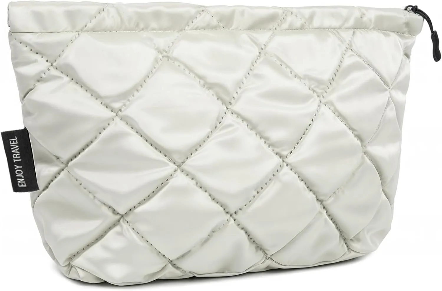 Puffer Makeup Bags for Women,Quilted Makeup Bag Cosmetic Bag, Travel Toiletry Bag for Women, Cute Makeup Bag Organizer Puffer Makeup Pouch Bag for Women Travel Essentials Toiletries(Large Beige)