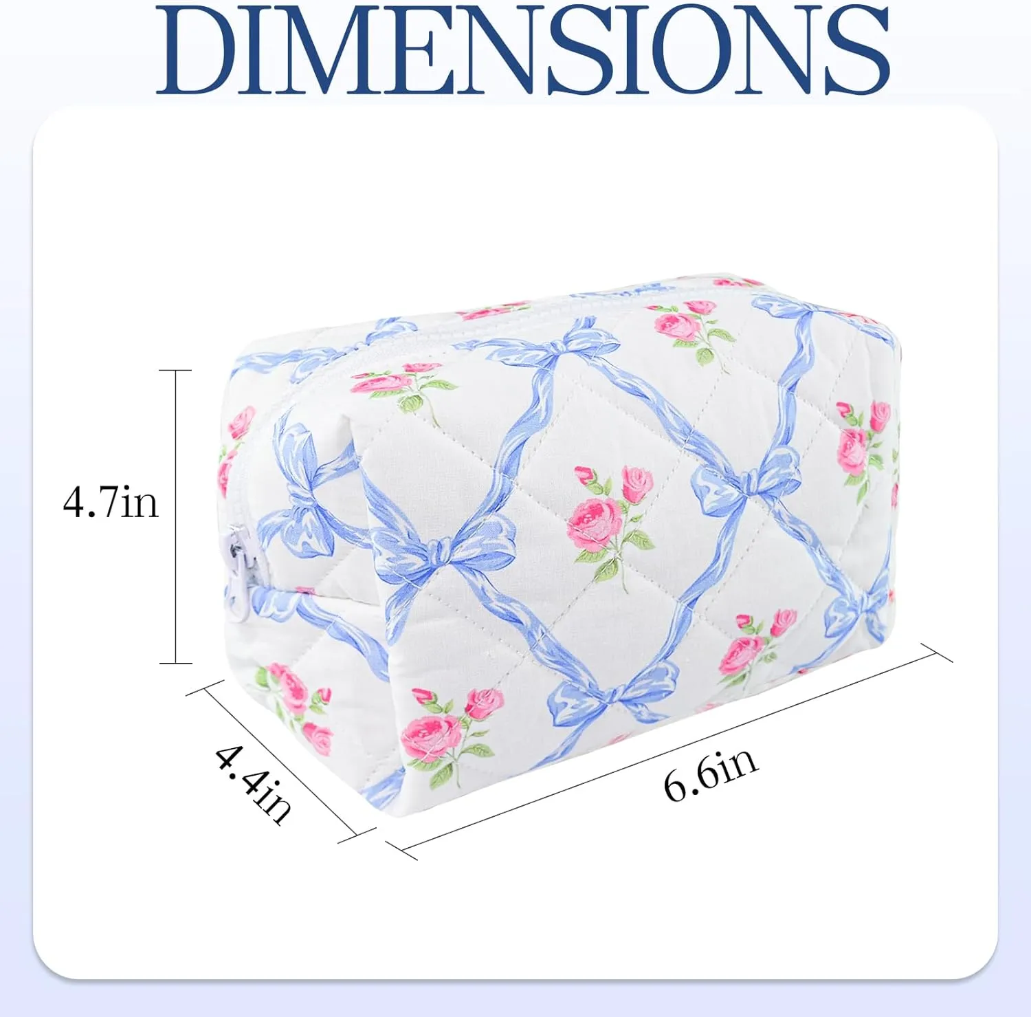 Quilted Makeup Bag Floral Cotton Make up Bag Puffy Coquette Makeup pouch Aesthetic Cute Travel Toiletry Bag for Women Girls