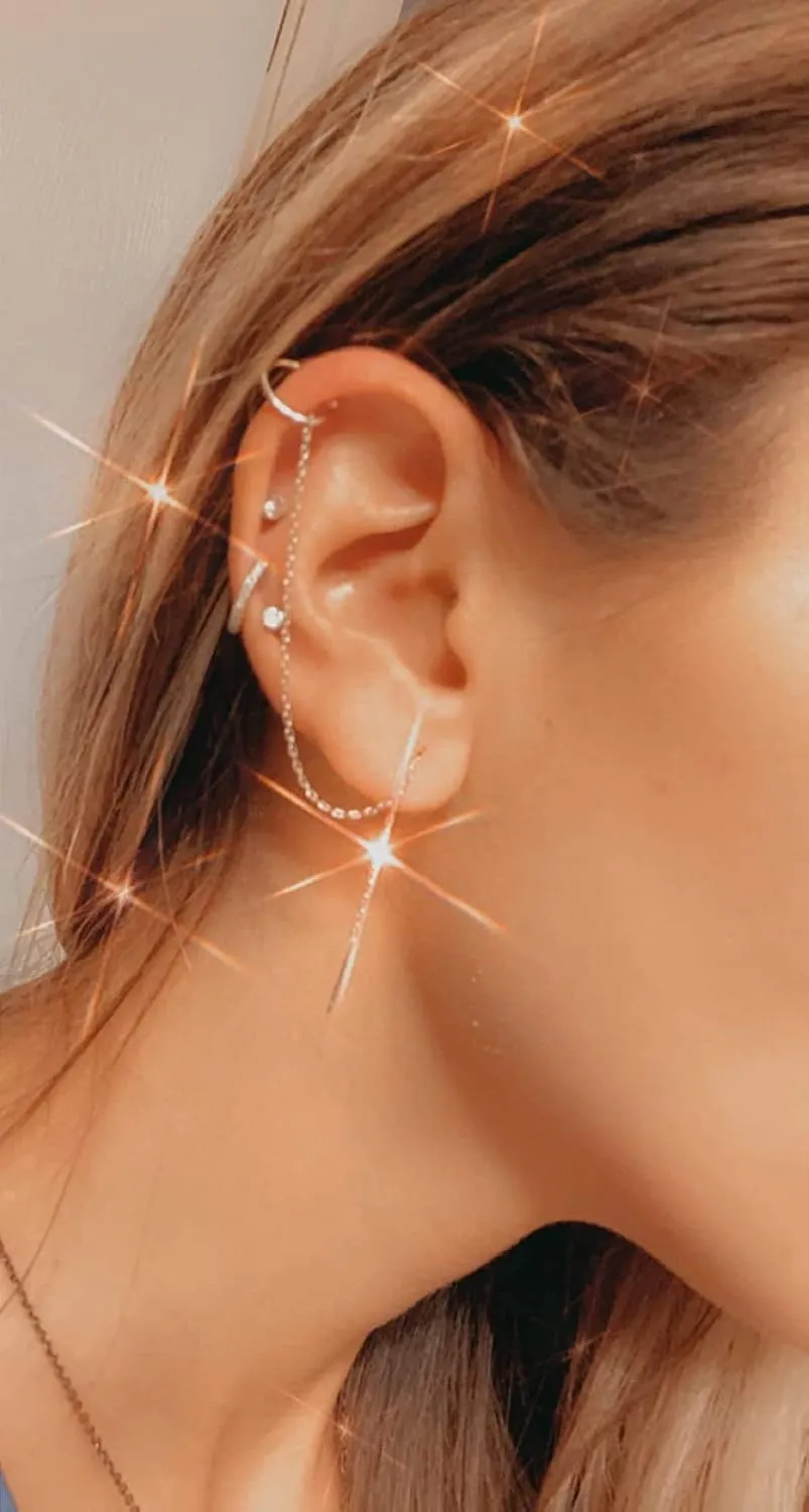 QWALIT Fake Nose Ring Gold Fake Septum Ring Hoop Silver Faux Septum Piercing Clip on Lip Ring Stick on Nose Stud Non Piercing Ear Earring Cuffs Gold Lip Cuff Non Pierced