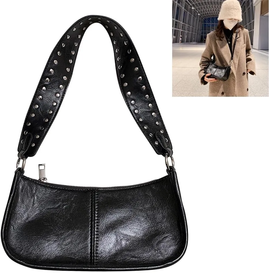 Retro Crossbody Bag Vintage Armpit Bag Y2k Purse for Women Trendy Leather Handbag Leather Top Handle Satchel