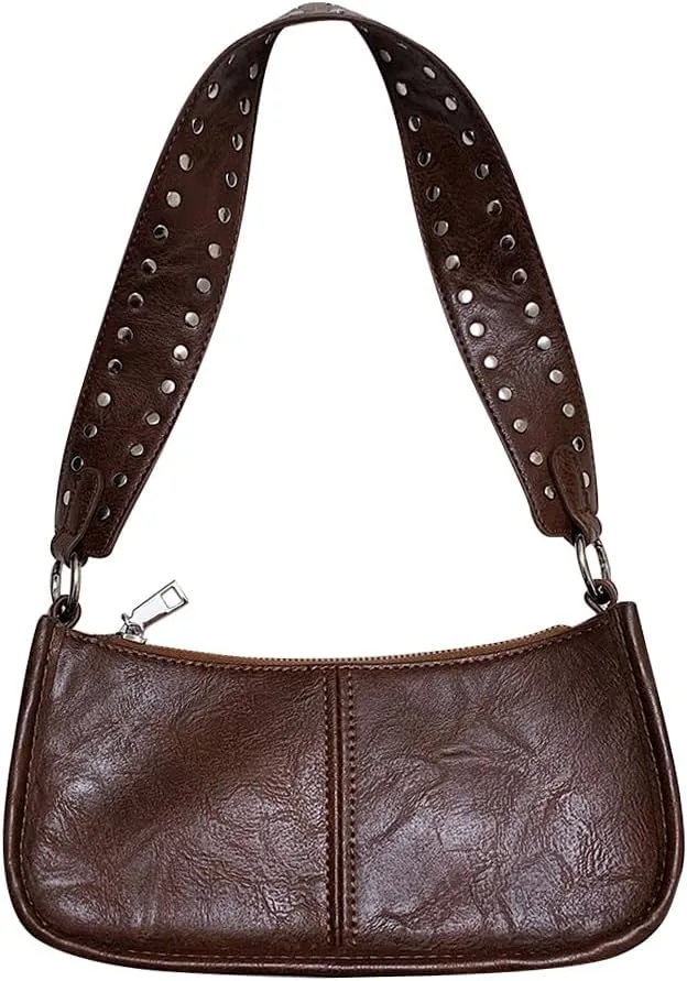 Retro Crossbody Bag Vintage Armpit Bag Y2k Purse for Women Trendy Leather Handbag Leather Top Handle Satchel