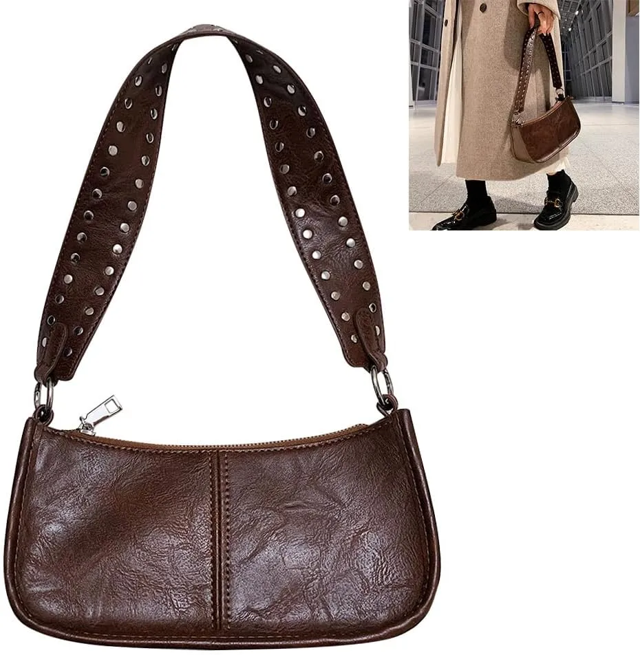 Retro Crossbody Bag Vintage Armpit Bag Y2k Purse for Women Trendy Leather Handbag Leather Top Handle Satchel
