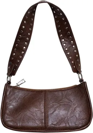 Retro Crossbody Bag Vintage Armpit Bag Y2k Purse for Women Trendy Leather Handbag Leather Top Handle Satchel