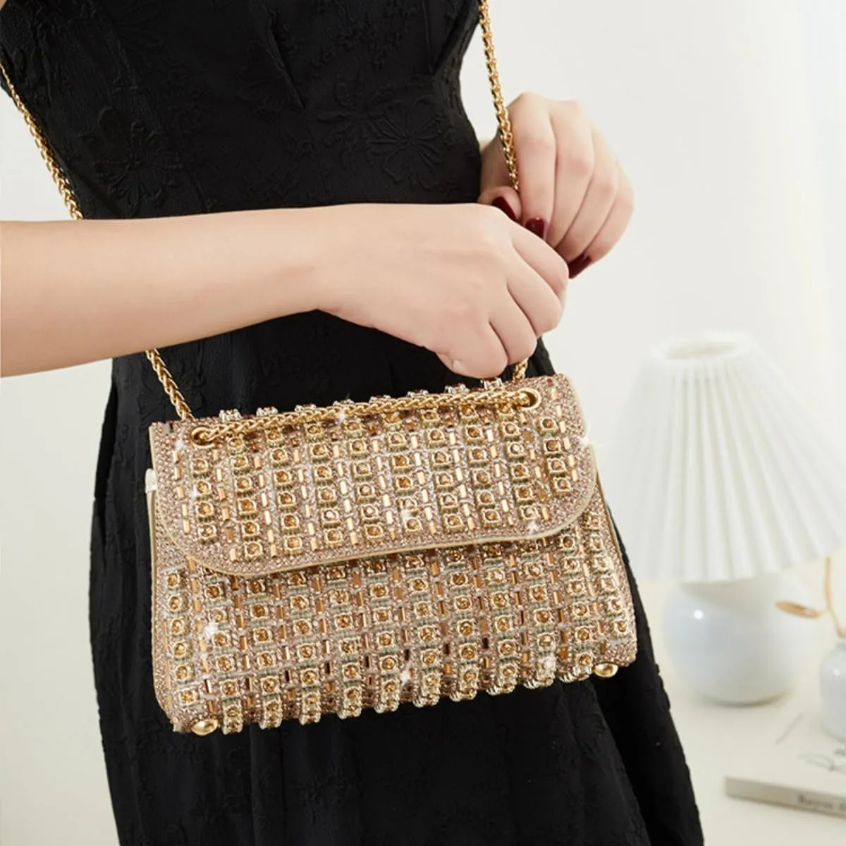 Rhinestone Clutch Purses for Women Cross Body Purse Chain Shoulder Bags Sparkly Evening Bags for Cocktail Prom Party Wedding