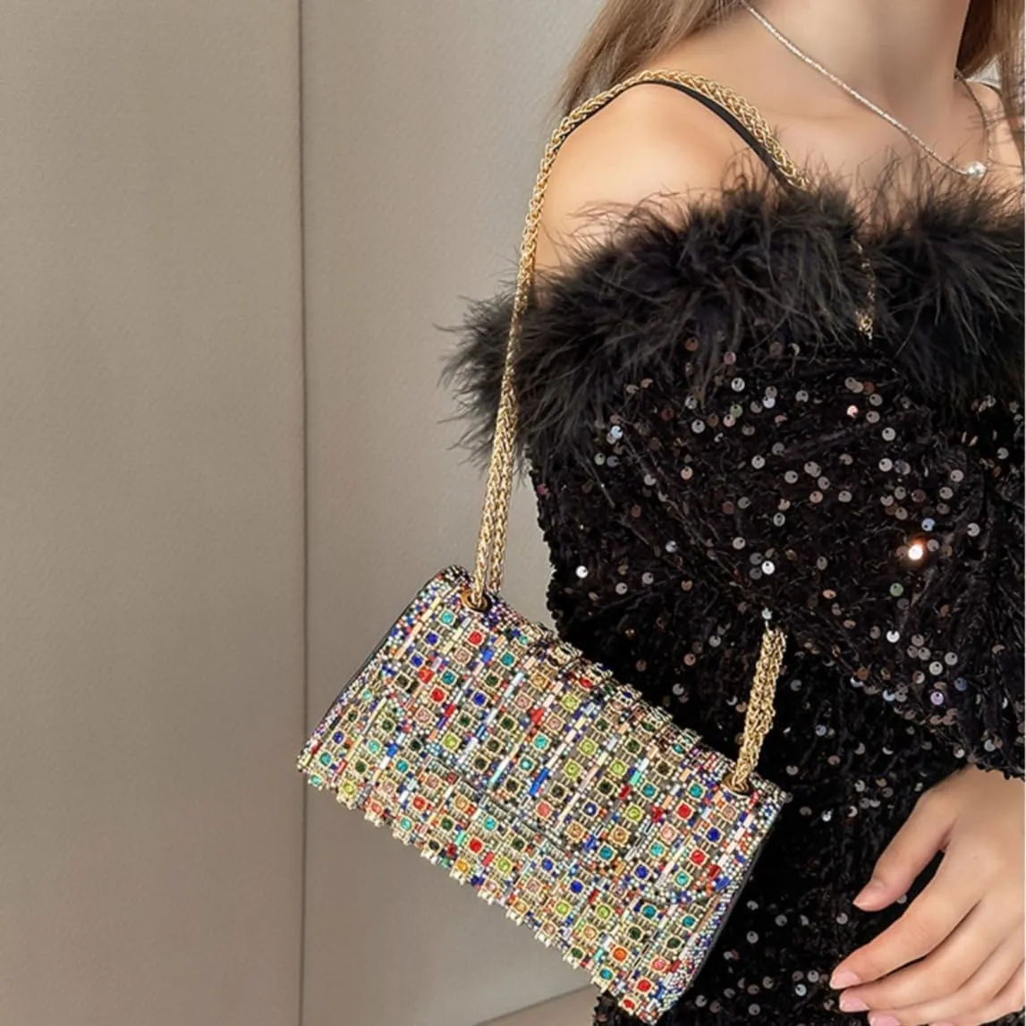 Rhinestone Clutch Purses for Women Cross Body Purse Chain Shoulder Bags Sparkly Evening Bags for Cocktail Prom Party Wedding