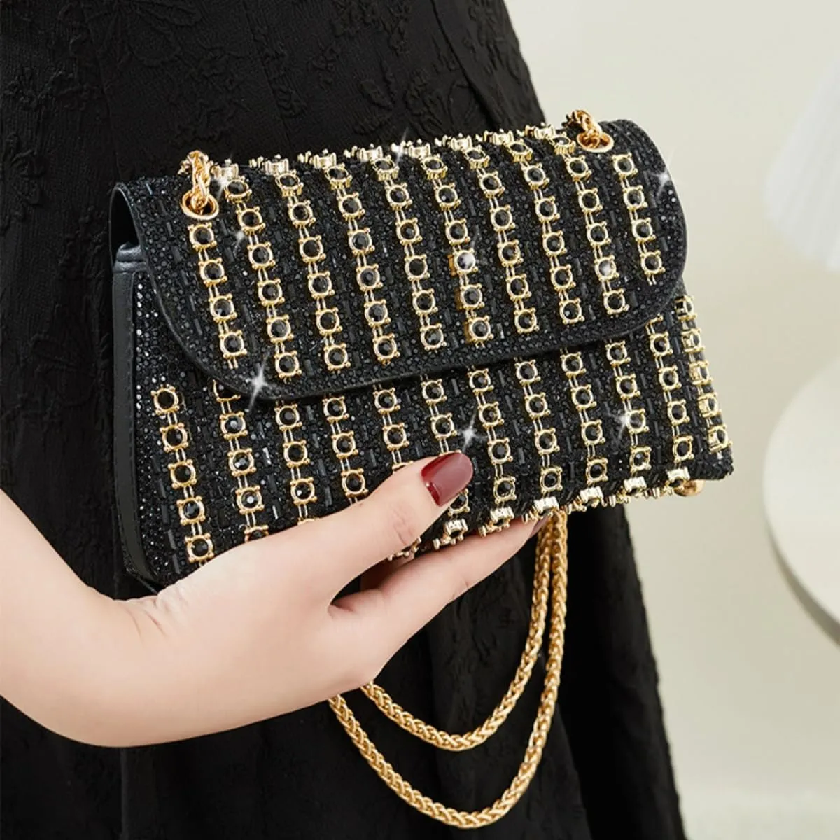 Rhinestone Clutch Purses for Women Cross Body Purse Chain Shoulder Bags Sparkly Evening Bags for Cocktail Prom Party Wedding