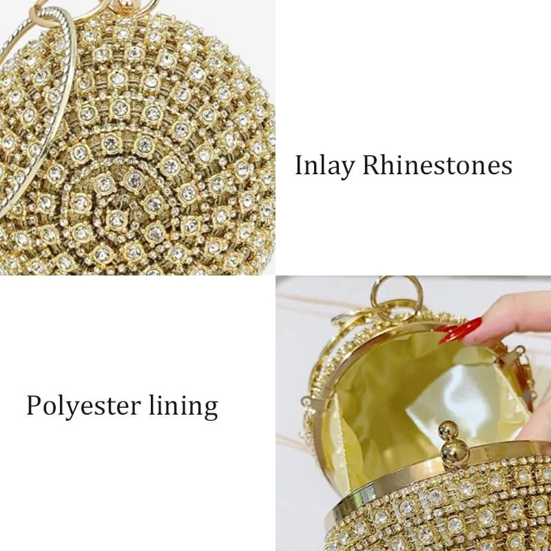Rhinestone Round Evening Bag French Versatile Clutch Purses
