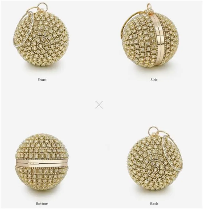 Rhinestone Round Evening Bag French Versatile Clutch Purses