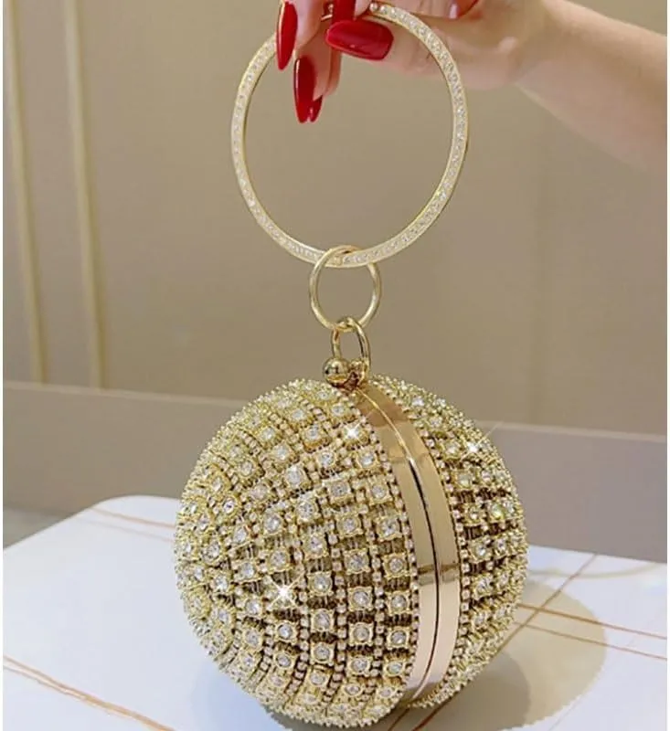 Rhinestone Round Evening Bag French Versatile Clutch Purses