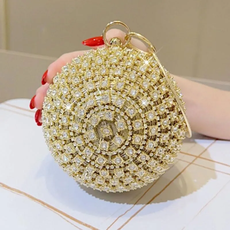 Rhinestone Round Evening Bag French Versatile Clutch Purses