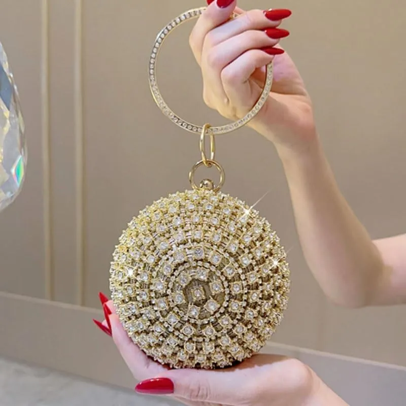 Rhinestone Round Evening Bag French Versatile Clutch Purses