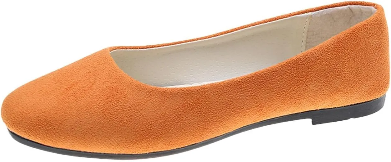 Round Toe Ballet Flats for Women Dressy Casual Comfortable Plus Size Wide Walking Shoes for Work Outdoor Office