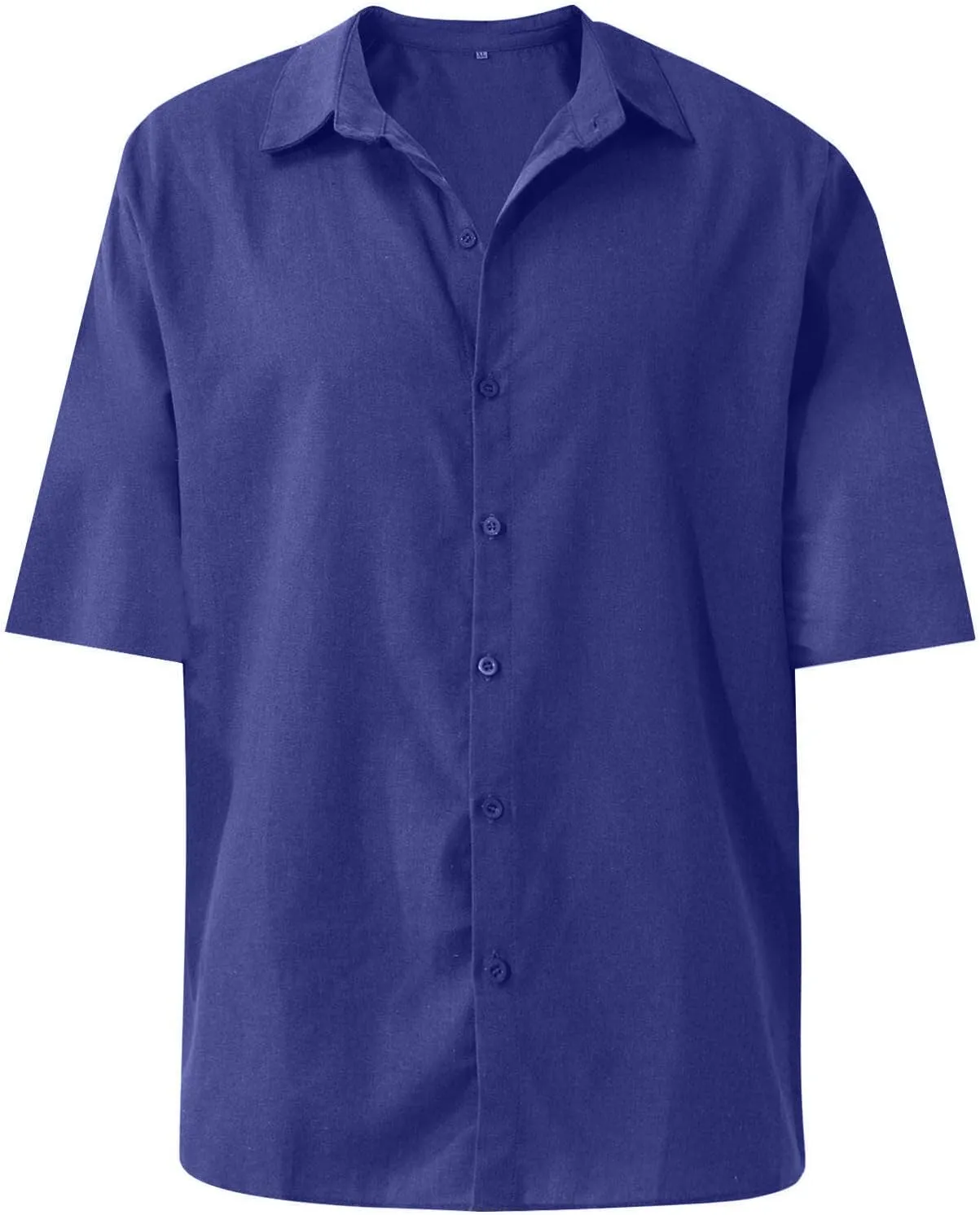 RTRDE Men's Shirts Dress Shirts Summer Casual Cotton Linen Solid Color Short Sleeve Shirts Loose, S-3XL