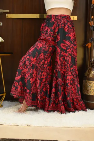 Ruffle Panel Boho Printed Palazzo