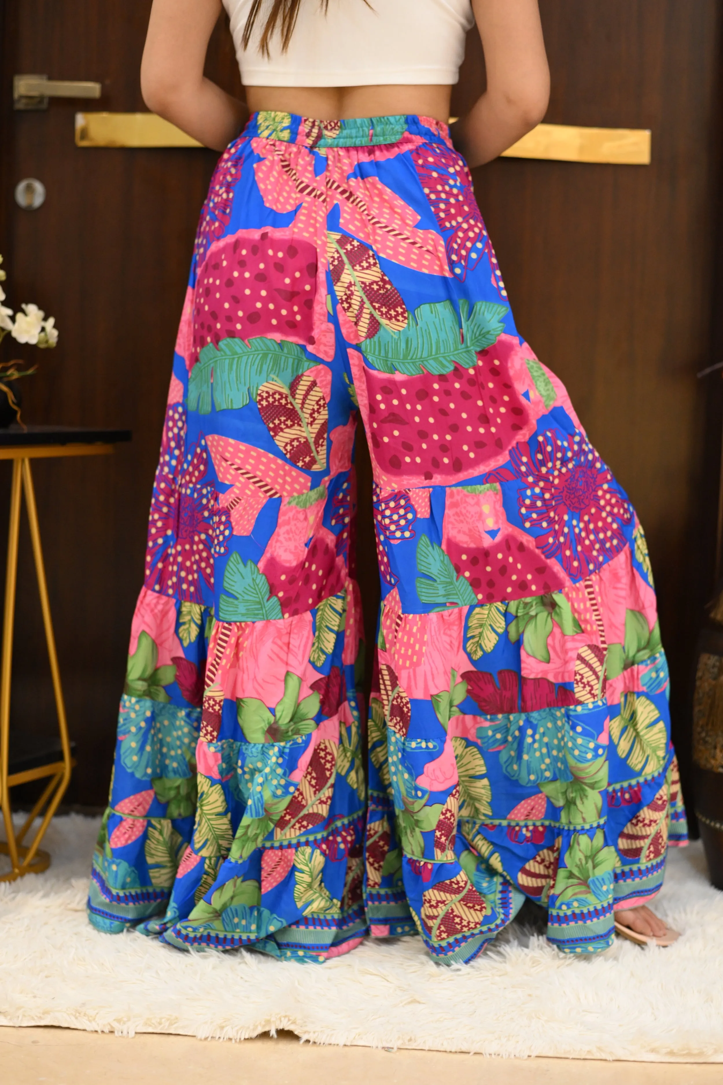Ruffle Pattern Boho Printed Palazzo
