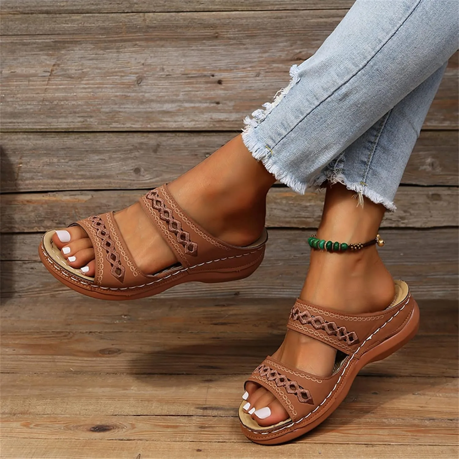 Sandals Women Dressy Summer Flat Island Cute Casual Beach Shoes Orthotic Slides Comfort Walking Orthopedic Flip Flops