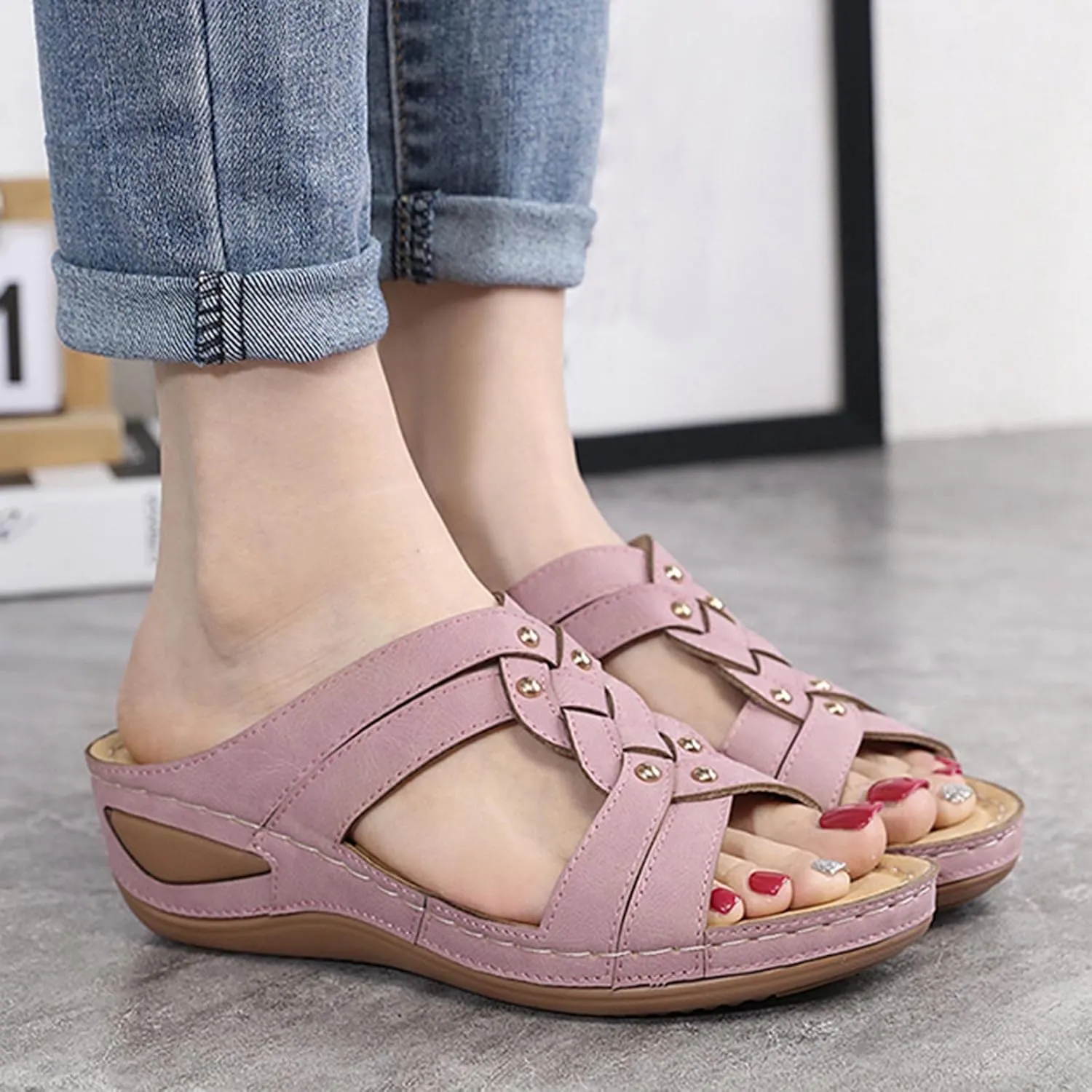 SBGMoSJ Orthopedic Shoes for Women Sandals Orthopedic Shoes Woman Walking Mens Orthopedic Slides Size 13 Womens Extra Wide Orthopedic Walking Shoes Size 11 Extra Wide Wide Feet Heels Womens Flip Flop