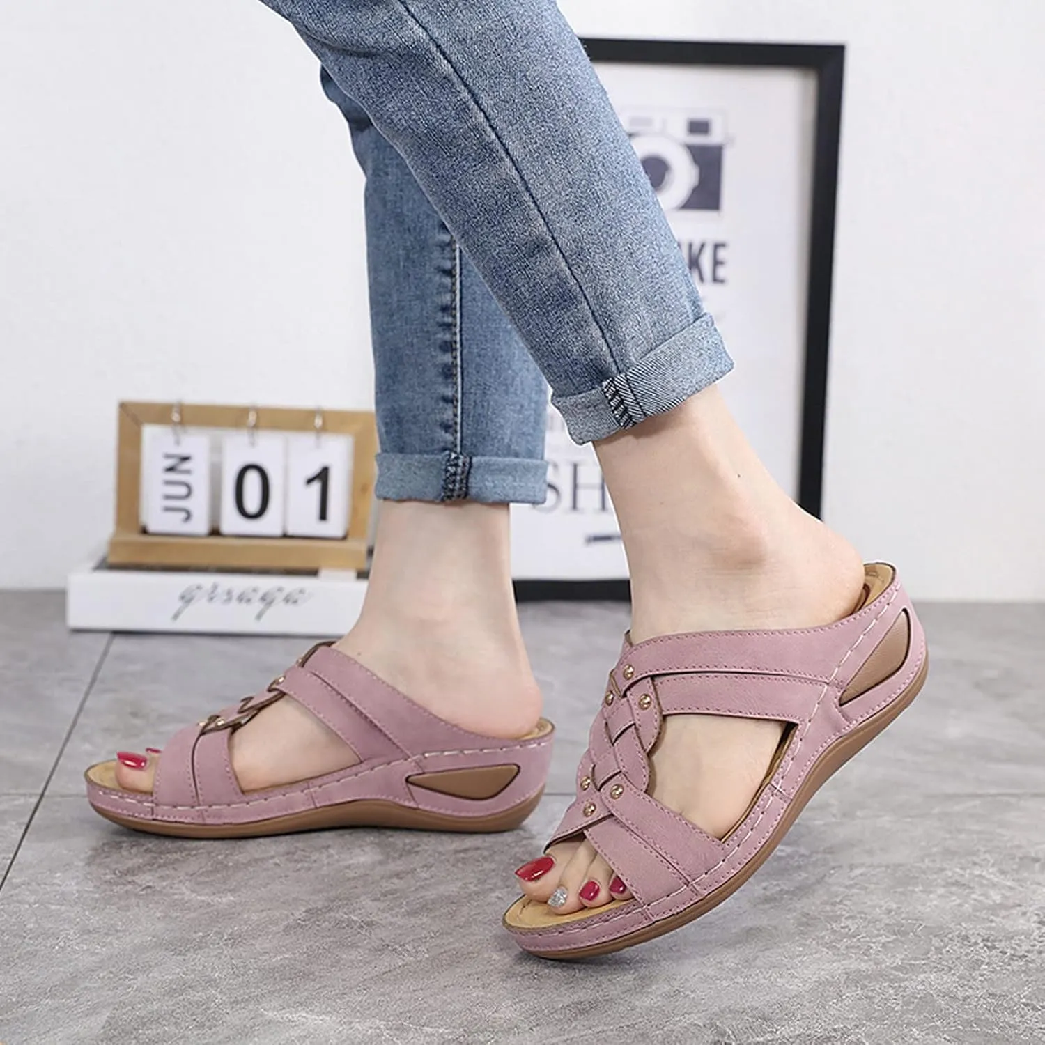 SBGMoSJ Orthopedic Shoes for Women Sandals Orthopedic Shoes Woman Walking Mens Orthopedic Slides Size 13 Womens Extra Wide Orthopedic Walking Shoes Size 11 Extra Wide Wide Feet Heels Womens Flip Flop