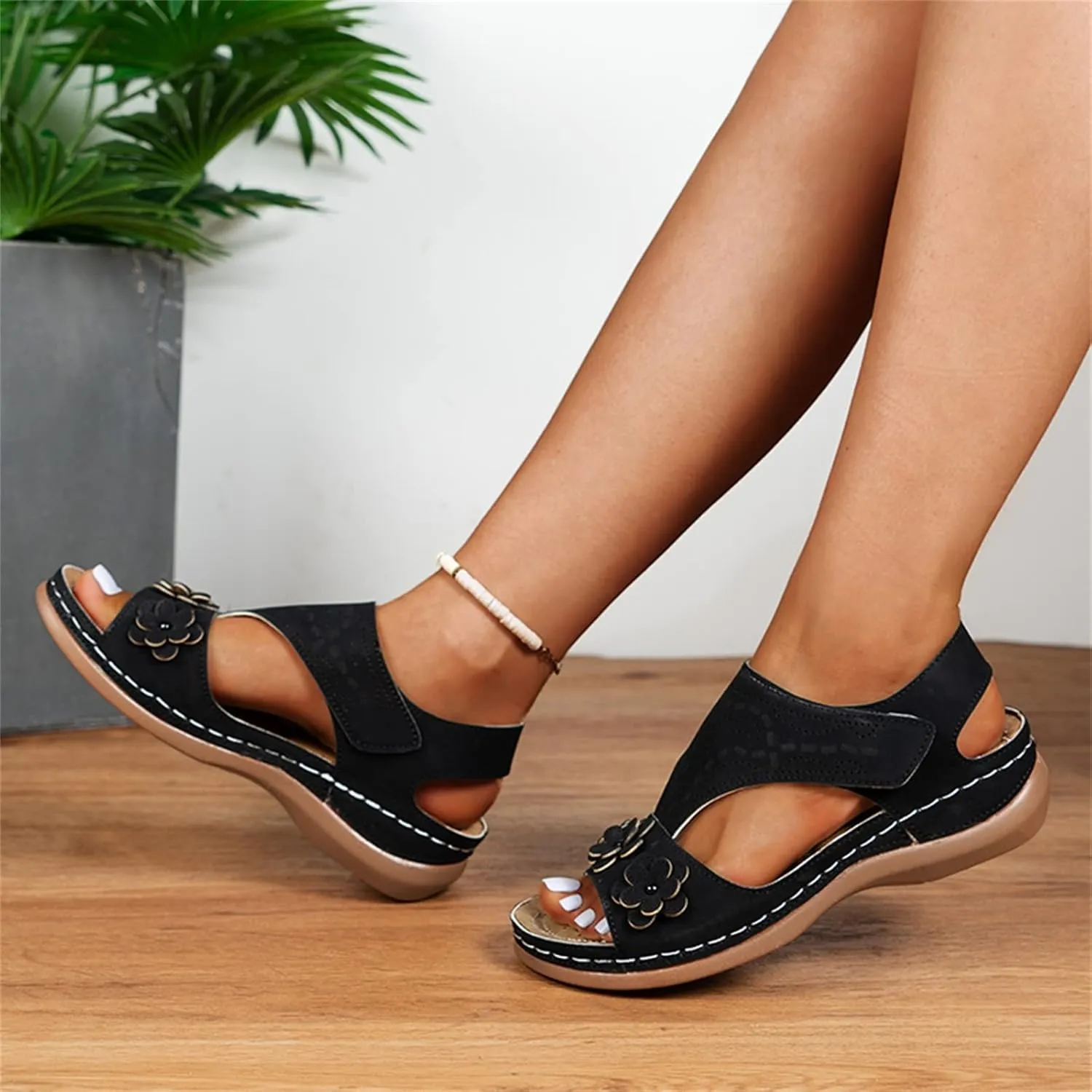 SBGMoSJ Plantar Fasciitis Sandals for Women Womens Orthopedic Sandals 9 Platform Sandals Women Dressy Cute Black Sandals for Women Orthopedic Shoes for Women Sandals Everyday Sandals for Women