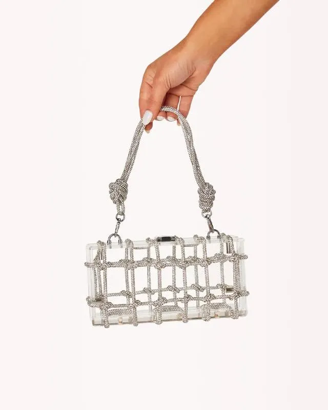 sexytag Clear Acrylic Clutch Rhinestone Crystal-Embellished Knot Bag Evening Shoulder Bag Crystal Party Wedding Bride Bag
