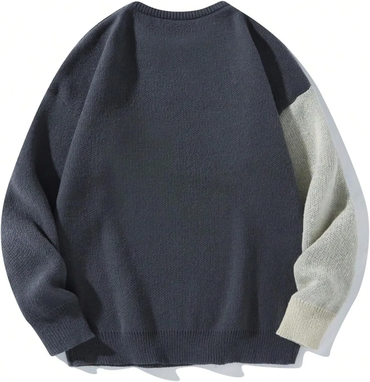 SHENHE Men's Graphic Cat Print Colorblock Crewneck Drop Shoulder Long Sleeve Pullover Sweater
