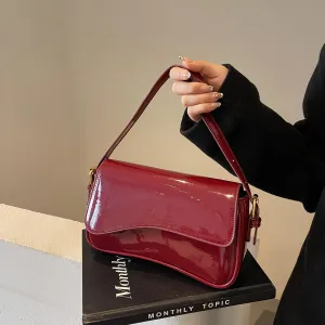 Shoulder Bag Red Purse for Women Patent Leather Crossbody Purse Y2K Burgundy Purse Fall Satchel Handbag Purse