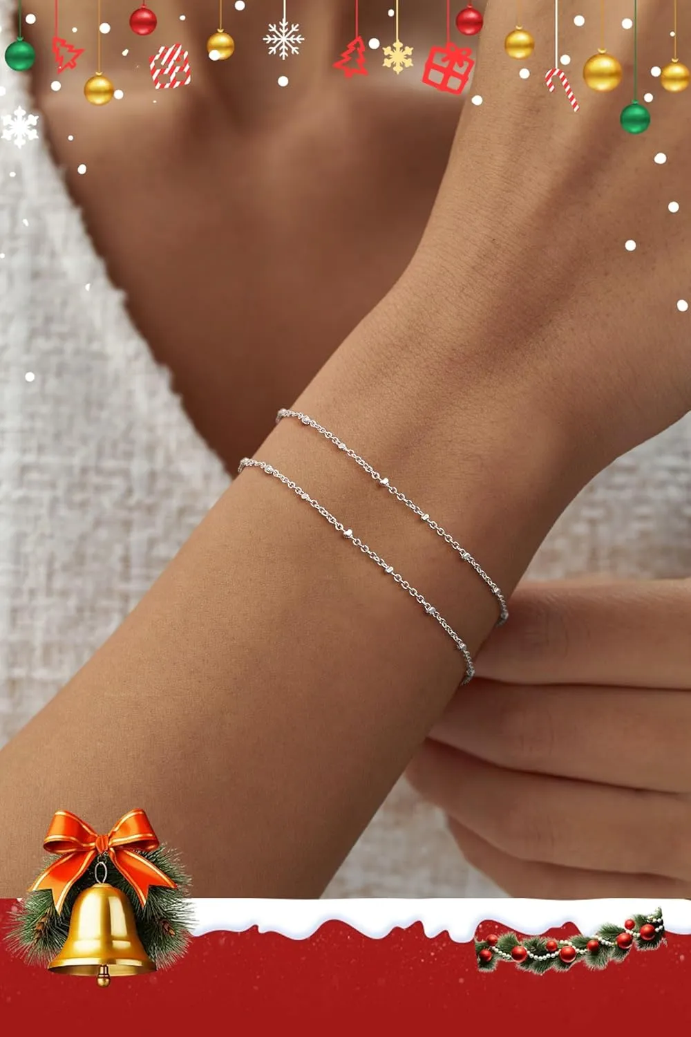Silver Bracelets for Women, Dainty Silver/Gold Plated Bracelets Trendy Silver Jewelry Cute Layered Bracelets for Women Fashion Stackable Jewelry Christmas Gifts