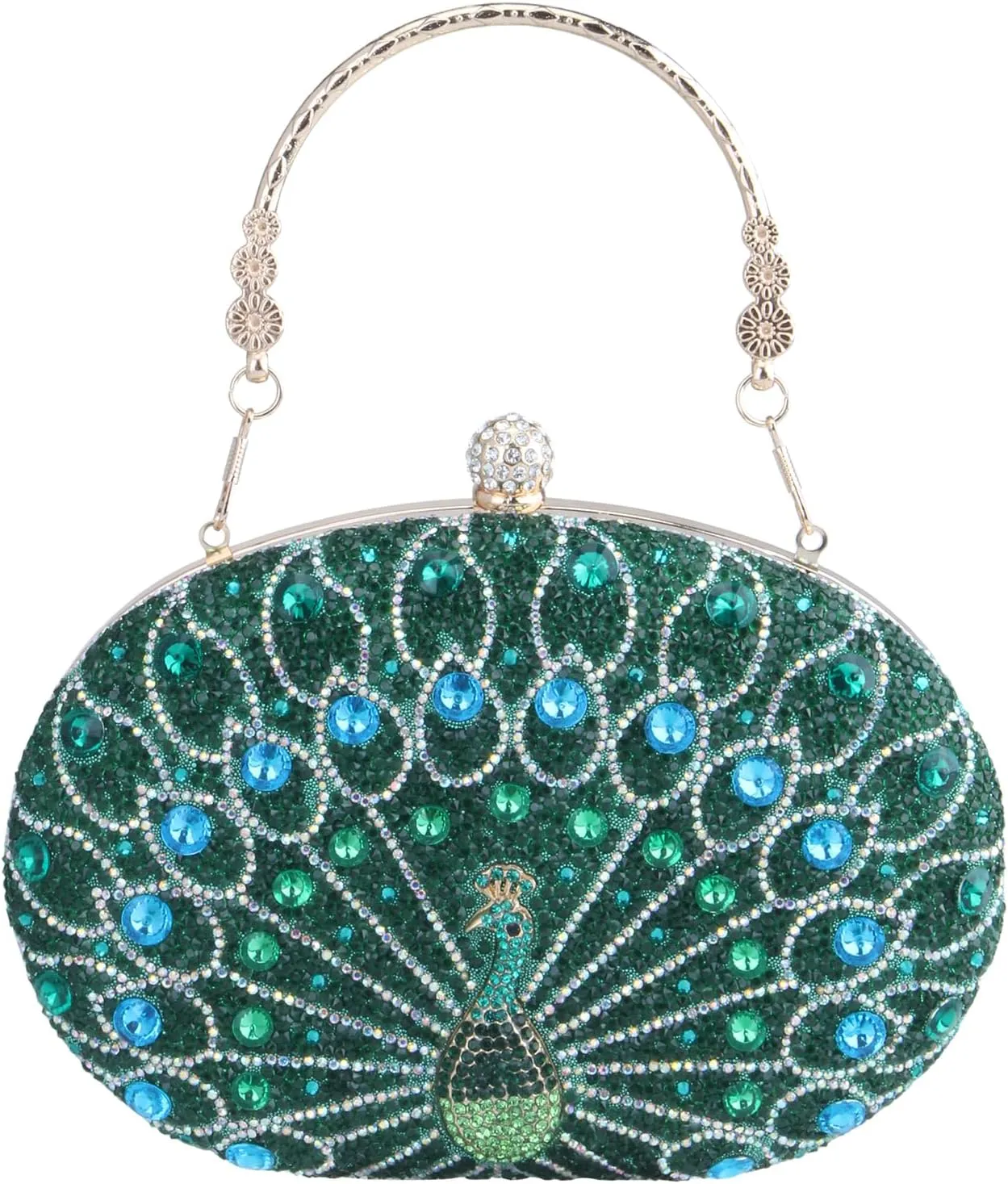 Simcat Clutch Purses for Women, Rhinestone Glitter Peacock Evening Handbag Formal Clutch Bag for Wedding Party Prom