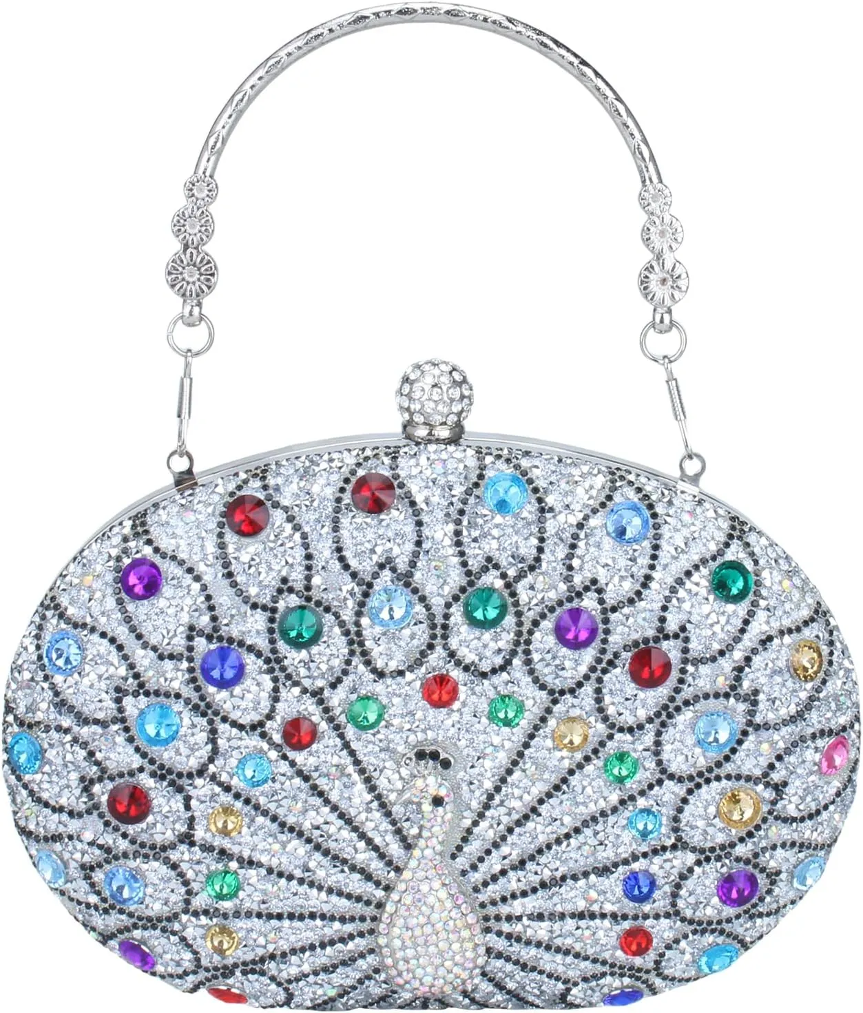 Simcat Clutch Purses for Women, Rhinestone Glitter Peacock Evening Handbag Formal Clutch Bag for Wedding Party Prom