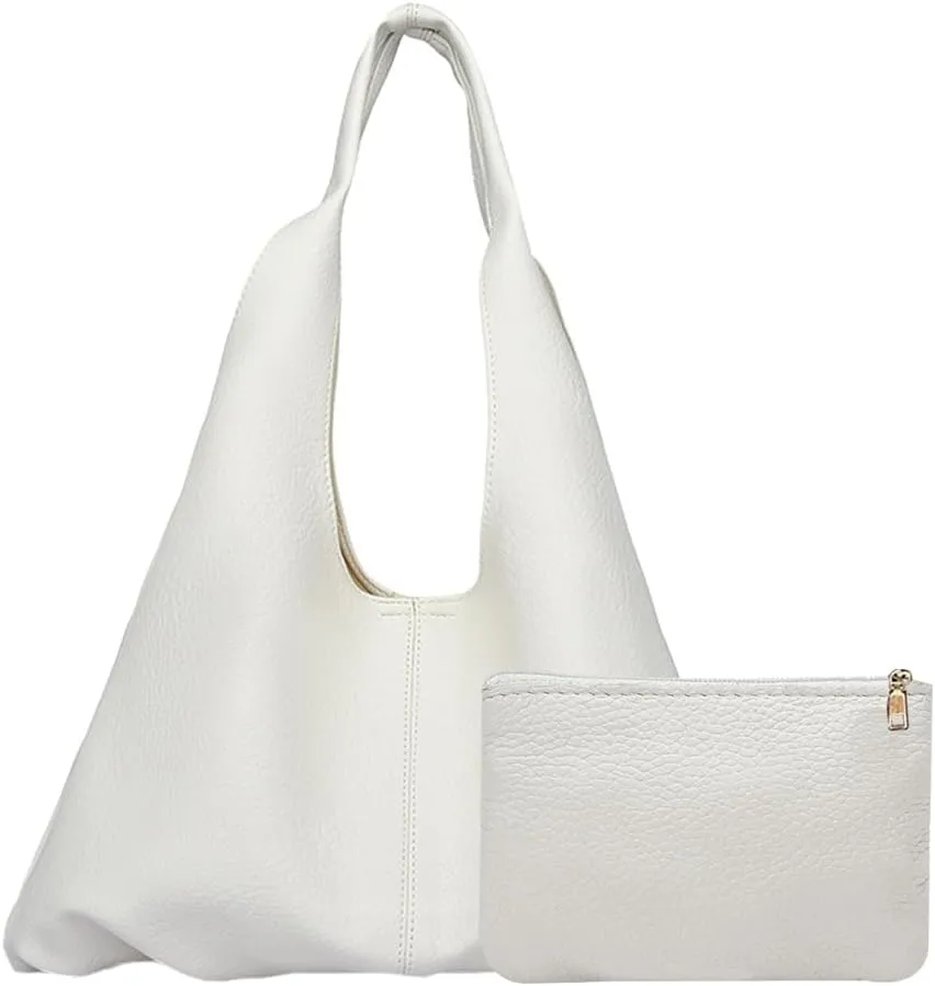 Slouchy Hobo Bags for Women Retro Vegan Leather Purse Luxury Designer Shoulder Bag Fashion Shopping Tote Bag 2pcs