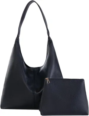 Slouchy Hobo Bags for Women Retro Vegan Leather Purse Luxury Designer Shoulder Bag Fashion Shopping Tote Bag 2pcs