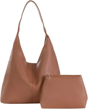 Slouchy Hobo Bags for Women Retro Vegan Leather Purse Luxury Designer Shoulder Bag Fashion Shopping Tote Bag 2pcs